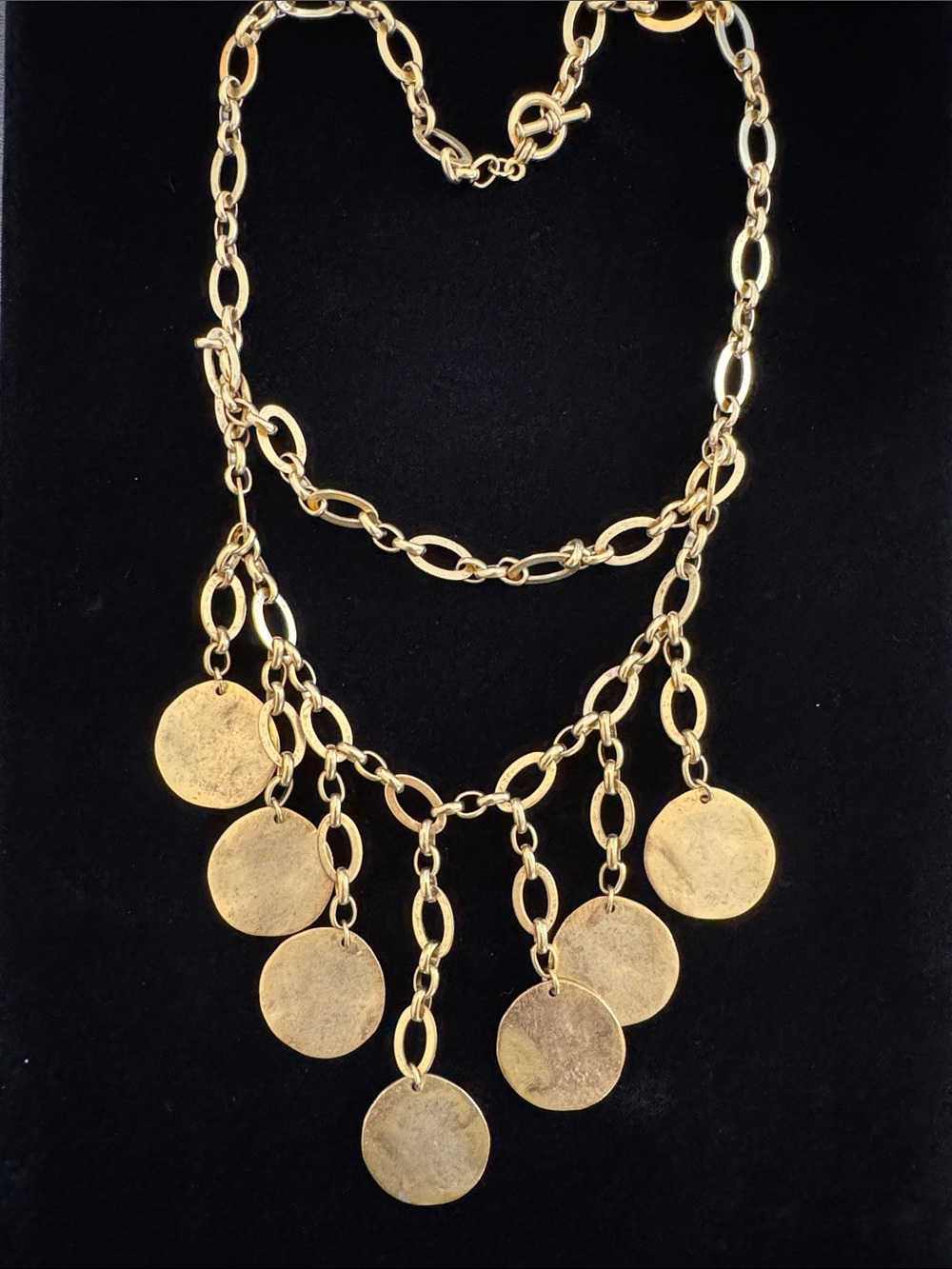Gold-Tone Coin Drop Statement Necklace
